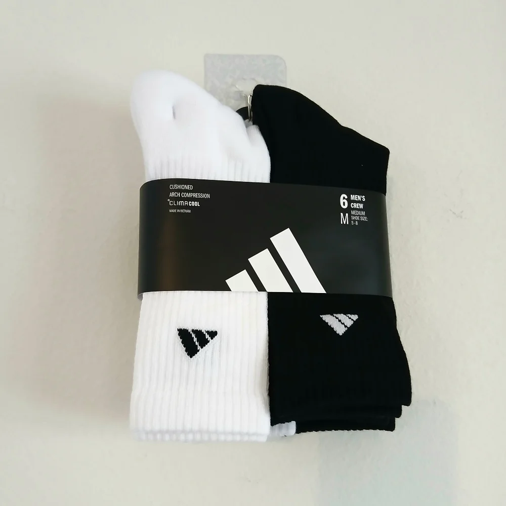 adidas Men's Athletic Socks in Black and White